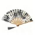 White Handheld Bamboo Fan for Dancing Wedding Party Decoration - Chinese Design