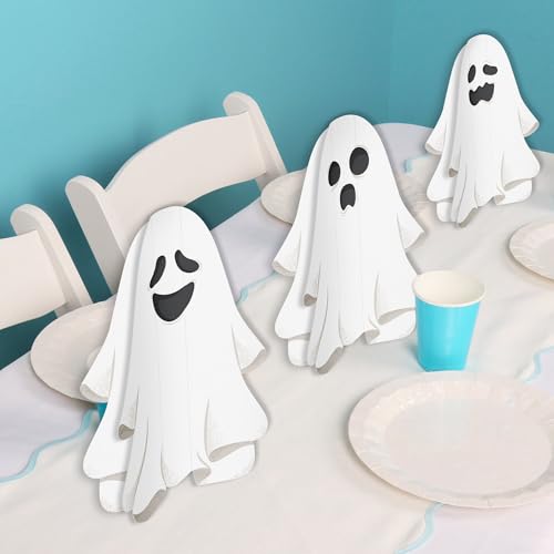 Halloween Ghost Centerpieces - 8 Count Spooky 3D Table Decorations