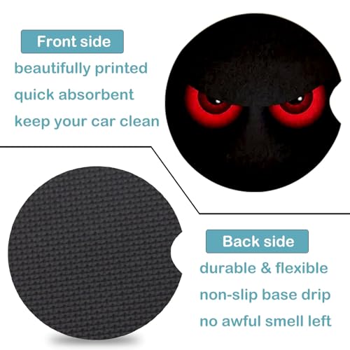 Angry Eye Car Cup Holder Coasters 2 Pack - Gothic Red Neon Design