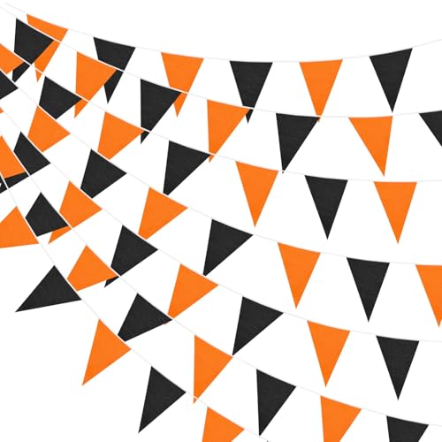 50 Feet Halloween Pennant Banner with 40 Triangle Flags - Orange & Black