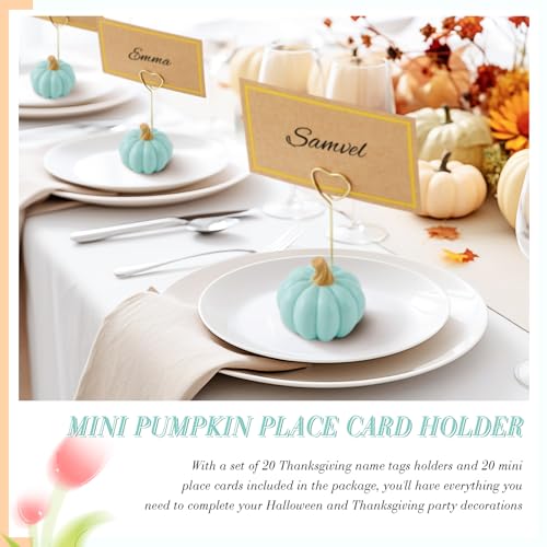 Thanksgiving Pumpkin Place Card Holders - Green 40 Pcs for Table Decor