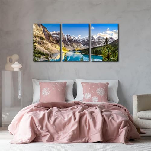 Colorado Mountain Lake Wall Art Set - 20x28 Inches, 3 Panels, Modern Canvas Prints - Variation Wallart-14