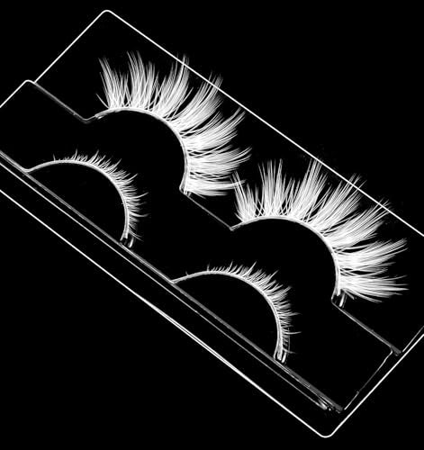 White False Eyelashes for Halloween, Christmas & Anime Costumes - Lightweight Synthetic Lashes