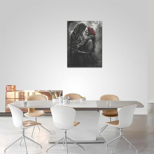 16 x 12 Inch Gothic Skull Wall Art Canvas Decoration for Living Room Bedroom Home Office - Skeleton Artwork