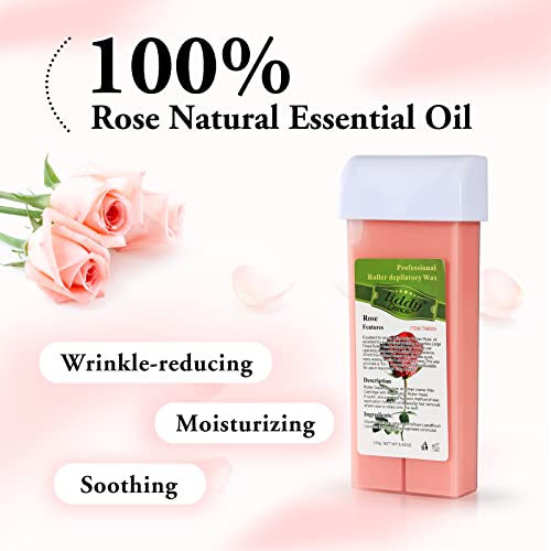 Rose Roll-On Hair Removal Wax Refill Cartridges for Sensitive Skin - 4 Pack