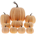 Artificial Pumpkin Set 10pcs - Orange Halloween Fall Decor for Porch & Home