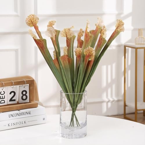 Artificial Carnivorous Pitcher Plant Set - 17.5 Inch Brown Faux Plants for Home & Wedding Decor