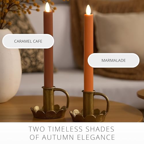Flameless Taper Candle with Flickering LED, Timer & Remote - Marmalade 1"x9.5"
