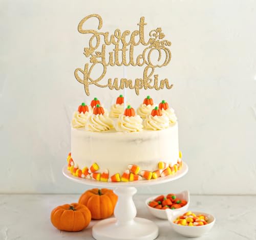 Gold Glitter Pumpkin Cake Topper for Fall Baby Shower & Halloween Celebrations