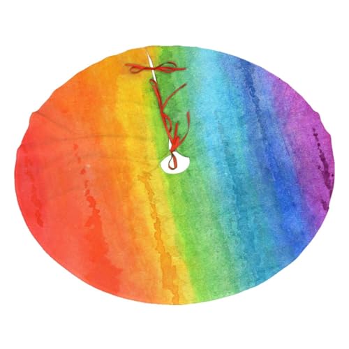 Rainbow Watercolor Christmas Tree Skirt 36-Inch Holiday Decor - Festive Xmas Home Mat