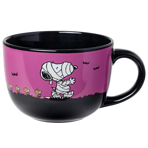 Peanuts Halloween Mummies Ceramic Soup Mug 24oz with Snoopy & Woodstock - Fall & Halloween Gift