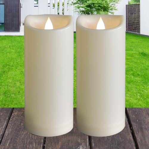 Cream White Outdoor Battery Operated Candles with Timer 3x7 Inches - 2 Pack