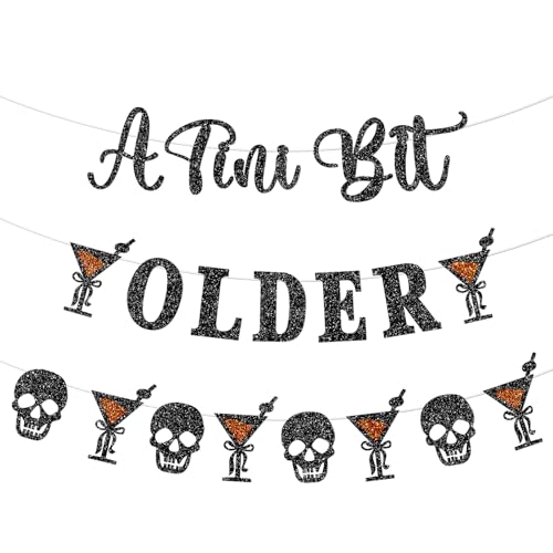 Halloween Birthday Banner with Skull & Cocktail Design - Spooky Party Decorations
