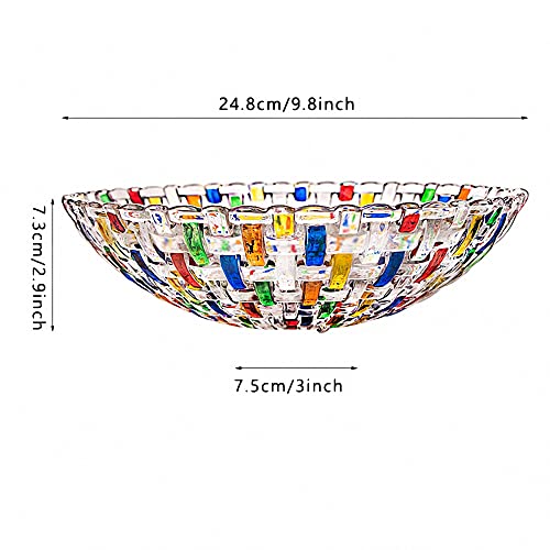 Colorful Hand Painted Woven Glass Fruit & Salad Bowl - Centerpiece Decor