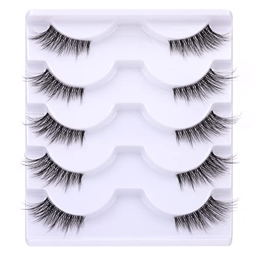Spiky Natural Half Lashes Wispy False Eyelashes for Volume & Extensions - Reusable, Soft Handmade Black Band