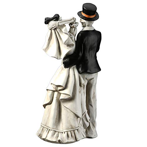 Halloween Skeleton Bride and Groom Decoration - 11 Inch Black & White