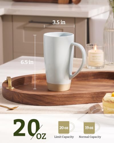 Milkyway Coffee Mug Set of 4 - 20oz Large Ceramic Cups - Light Gray & Dark Gray Variants