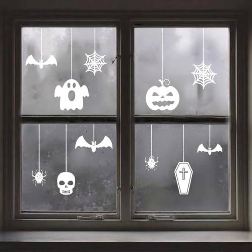 Halloween Window Clings Hanging Ghost Skull Decals - Styl 24