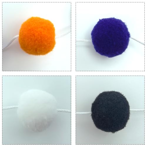 Halloween Wool Felt Ball Garland - 3 Pack, 19.68 Ft, Black, Orange, Purple & White