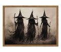 Dark Gothic Witch Wall Art Canvas Print - Framed Halloween Decor 8x10in - Variation of The Witch Framed