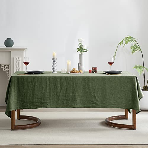 Everly 100% Linen Rectangle Tablecloth 60x120 Inches Green for Dining & Events