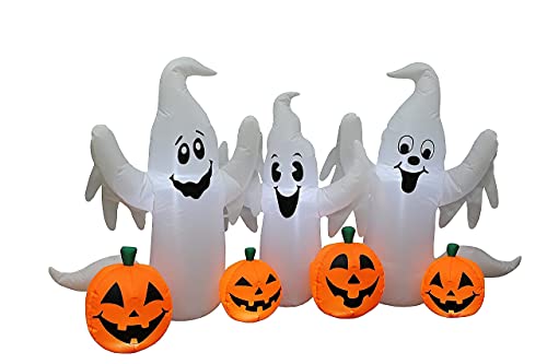 Inflatable Halloween Skeleton on Train & Ghosts Set - Indoor Outdoor Decor