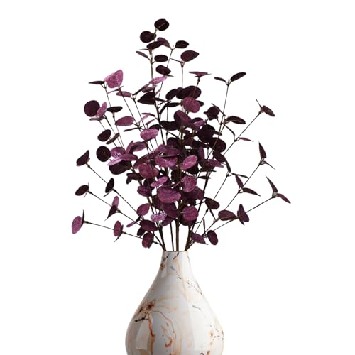 Purple Artificial Eucalyptus Stems - 4 Pack, Faux Floral for Fall & Holiday Decor