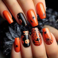 Halloween Press On Nails 24Pcs Medium Square Bat Spider Web Design - Halloween Nails 2