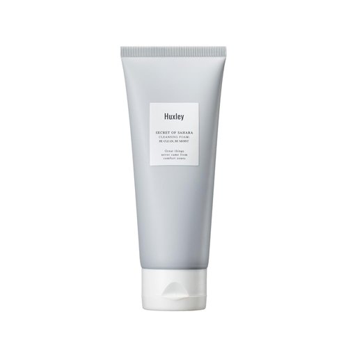 Huxley Secret of Sahara Cleansing Foam Be Clean Be Moist, Korean Creamy Foaming Face Cleanser, Cactus Stem Extract + Seed Oil, Bentonite Clay, Makeup Removing, 5.29 fl oz.