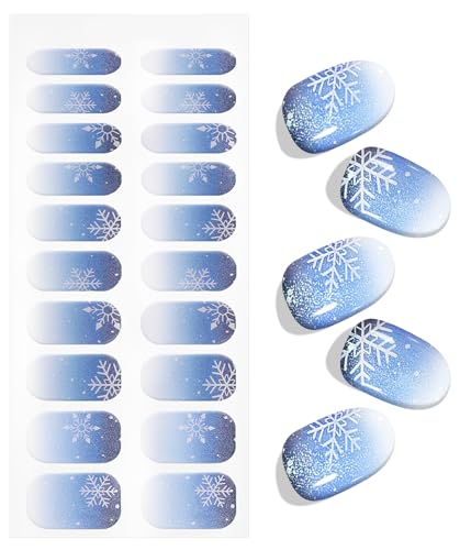 Semi Cured Gel Nail Art Stickers Snowflake Christmas Nail Wraps 20 Sheets