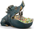 Large Blue Wild Boar Candy Dish - Unique Resin Key & Decor Bowl - Antique Variation