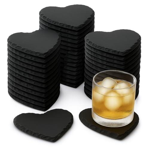 Heart Slate Coasters Set of 72 - Handmade Drink Coasters for Home & Events