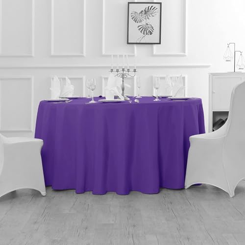 60 Inch Round Washable Polyester Tablecloth - Purple, Wedding & Party Decor