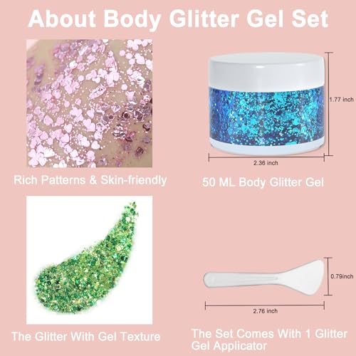 Boko 50ML Body Glitter Gel - Halloween Black Chunky Glitter with Variation Witch Black