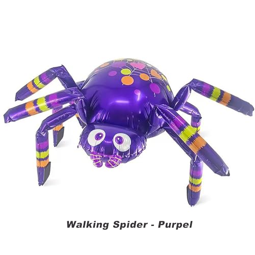 Large 39in Foil Spider Balloons Set for Party Decor - Black & Purple