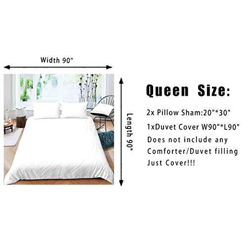 Spider Web Bedding Set Queen Size Halloween Duvet Cover & Pillowcase 3Pcs - Black White