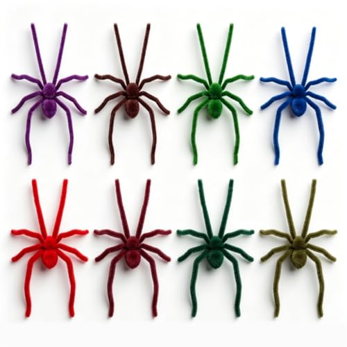 Deep 8PCS 3D Flocked Spider Refrigerator Magnets, Cute Realistic Decor Set