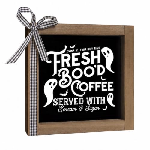 Halloween Coffee Bar Decor Sign Freshly Booed Coffee - Black 2