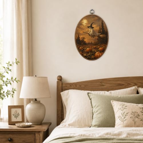 Halloween Witch and Ghost Canvas Wall Art - Fall Home Decor - Variation of Color-13