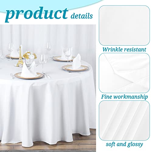 White Round Tablecloth 120 Inch - Pack of 6 for 6ft and 5ft Tables - Elegant Polyester Cover with Drop Variation of White / 120 Inch Round