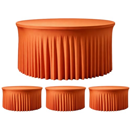 Burnt Orange Round Tablecloth 72 Inch - 4 Pack Fall Wedding Party Decor