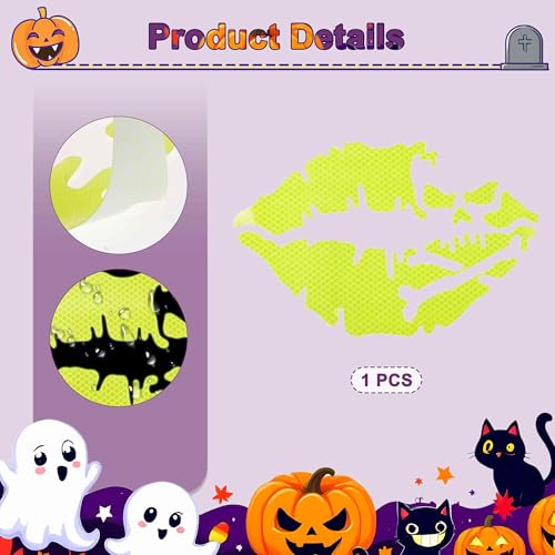 Halloween Car Lip Decals Green Skull Lips Stickers for Vehicle Window Wall 1 Pcs