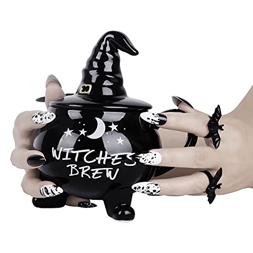 Large Witch Coffee Mug with Lid - Halloween Cauldron Themed Novelty Cup, 14oz