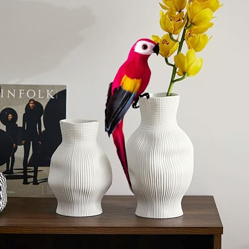 Artificial Parrot Shoulder Bird - Foam Feather Lifelike Hanging Decor - Red 25cm