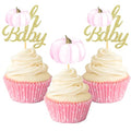24 Pcs Baby Pink Pumpkin Cupcake Toppers for Baby Shower & Autumn Party