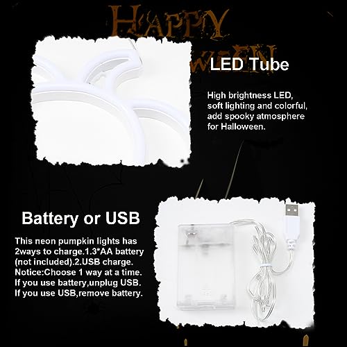 Pumpkin Neon Sign Light - Hang Pumpkin 1 Pack Halloween & Thanksgiving Decor