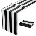 Black & White Striped Table Runner 13x72 Inch - Waterproof Farmhouse Decor - 4 Pack