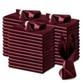 Set of 100 Burgundy Satin Scalloped Napkins 17x17 Inches for Wedding & Party