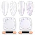 Beetles Chrome Nail Powder Set - White Pearl & Purple Aurora - Variation A2