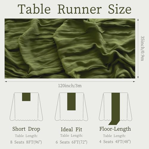 Campsite Cheesecloth Table Runner 3-Pack - Rustic Boho Sheer Decor, 35x120 inches - Outdoor & Wedding Event Table Decor